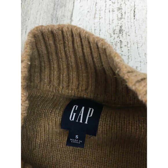Gap Pullover Sweater Cable Knit Mockneck Wool Blend Neutral Oversized Fit Sz S - Picture 8 of 16